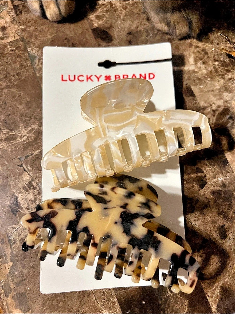 Lucky Brand Classic Tortoise Claw Set Hair Clips 2-Pack